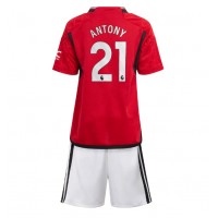 Camiseta Manchester United Antony #21 Primera Equipación para niños 2023-24 manga corta (+ pantalones cortos)